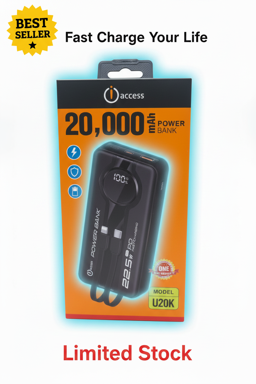 iAccess 20000mAh 22.5W Fast Charging Power Bank