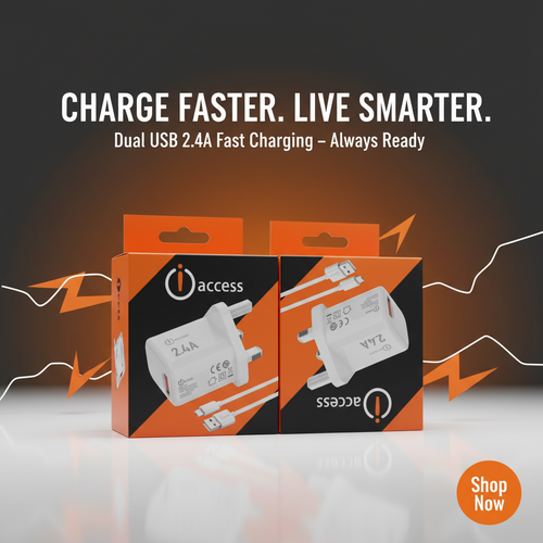 iAccess 2.4A Fast Charger + USB‑C Cable